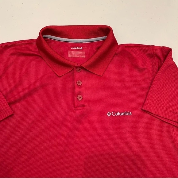 Columbia Shirt Adult Size Large Red Golf Polo Omni-Shade Sun Protection Men - Picture 3 of 7